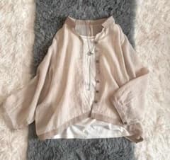 美品】フルールドポム リネン混 ブラウス ナチュラルベージュ ゆったり 