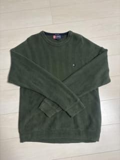 CHAPS RALPH LAUREN ヘリンボーン ニット グリーン Lのサムネイル