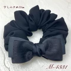 ハンドメイドシュシュM-1985♡花柄ジョーゼット♡リボン付♡ ハンドメイドシュシュM-4331♡ブラックジョーゼット♡リボン付