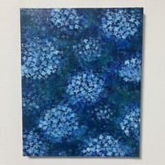 絵画 アクリル画 原画 紫陽花 雨 花 テクスチャーアート - メルカリ