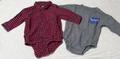 EDWIN babygap赤黒チェックとグレーロンパースセットのサムネイル