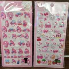 マイメロディ・ハローキティ 立体シール 2シートセットのサムネイル