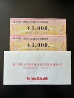 ビックカメラ 株主優待券 1,000円×2枚 2000円のサムネイル