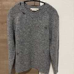 MARC JACOBS クラッシュ加工 クルーネックニット グレー