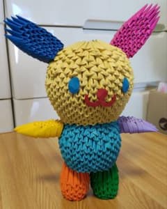 ハンドメイド●ブロック折紙●カラフルうさぎの置物のサムネイル