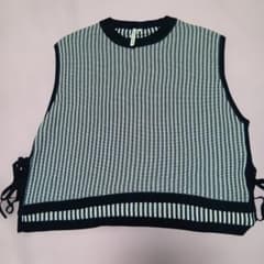 HK WORKS LONDON ストライプ柄 ノースリーブニット Lのサムネイル