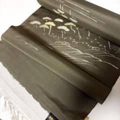 正絹　反物 正絹】18万円・松柄モスグリーン 抹茶色 着物反物 訪問着 ソフト加工