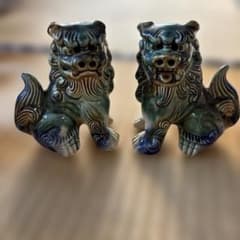 玉乗りシーサー 獅子 魔よけ 玉乗り獅子置物 開運 魔除け 縁起物 骨董