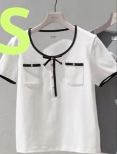 Two-Tone Ribbon-Trim Tee herlipto Sホワイト - メルカリ