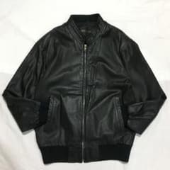 【限定値下げ】90s レザージャケット　本革　シングル　黒ブルゾン　牛革　Ｌのサムネイル