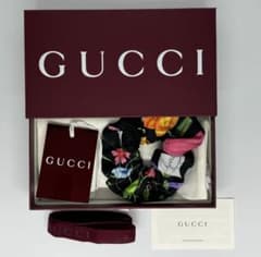 GUCCI フローラ プリント シルクツイル シュシュ　グッチ　ヘアゴム GUCCI フローラ プリント シルクツイル シュシュ グッチ ヘアゴム