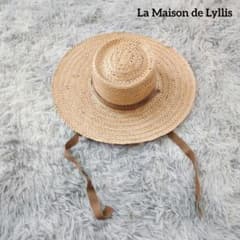 La Maison de Lylis メゾンドリリス　リボン　麦わら帽子　ハット La Maison de Lyllis ラメゾンドリリス 麦わら帽子 ブラウン紐 - メルカリ
