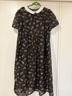 yukiemonリスと花柄刺繍 半袖ワンピース fl5サイズ - 5