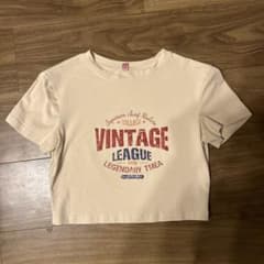 VINTAGE LEAGUE カレッジロゴ 半袖Tシャツ ベージュのサムネイル