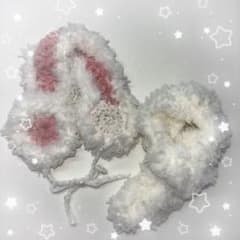 ぬいぐるみ用　イヤーマフ＆マフラー　2点セット　手編みのサムネイル