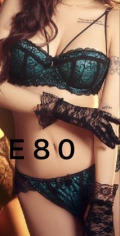グリーンブラック ブラジャーショーツセット E80 LLのサムネイル
