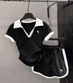 ポロシャツ ショートパンツ セットアップ ブラック - メルカリ