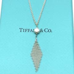 美品 ティファニー ネックレス メッシュ パール シルバー 925 付属品 