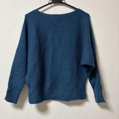 ダークブルー 五分袖ニット