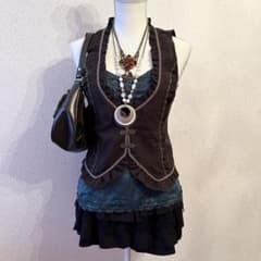axes femme 裾レースW編み上げベスト　生成り　Y2K 森ガール　姫系 y2k 平成 axes femme フリル レース ベスト 森ガール グランジ - メルカリ
