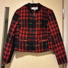 ツイード ブルゾン ジャケット 赤のサムネイル
