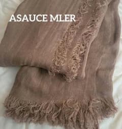 美品　アソースメレ　ASAUCE MLER　リネンストール　ブラウン　モカ　大判 美品 アソースメレ ASAUCE MLER リネンストール ブラウン モカ 大判