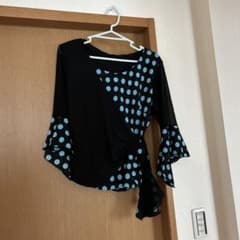 黒の水玉。社交ダンストップスＬサイズのサムネイル