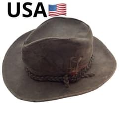 雰囲気◎ USA製 ヴィンテージ ウエスタンハット カウボーイハット レザー