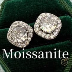 モアサナイト 2ct ヘイローピアス Silver 925人工ダイヤモンド - メルカリ