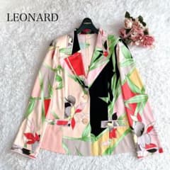 レオナール✨テーラードジャケット トリム カンカン ロゴボタン 花