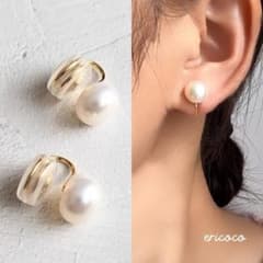 no.111 パールイヤリング（楕円） ノンホールのサムネイル