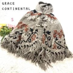 参考定価3.6万 グレースコンチネンタル ノルディック柄フリンジポンチョ ⭐︎グレースコンチネンタル【S】ポンチョ ニット フリンジ