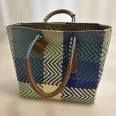 未使用 かごバッグ woven トートバッグ 編み込み 大容量 夏バッグのサムネイル