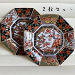 有田焼 青藍窯 古伊万里紋 金蘭手 金彩 八角皿 取皿 5枚セット 有田焼 青藍窯 古伊万里 金襴手花鳥金蘭 八角皿 2枚セット 中皿 金彩