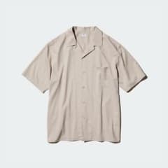 即日発送 ユニクロ オープンカラーシャツ L ベージュ