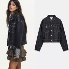 ZARA スタッズ付きデニム風ジャケット - メルカリ