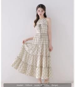 Halter check slit long onepiece 即日発送 - メルカリ