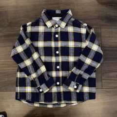 GLOBAL WORK 長袖シャツ M ネイビー/イエローのサムネイル