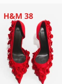 【オンライン完売】H&M フラワー モチーフ パンプス 38のサムネイル