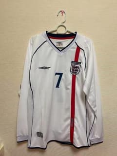 イングランド代表 2002日韓W杯 ベッカム 7番 長袖ユニフォーム Sのサムネイル