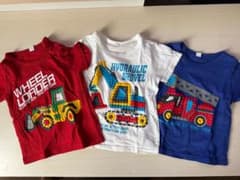 消防車、ショベルカー、ホイルローダーデザインTシャツ3枚セットのサムネイル