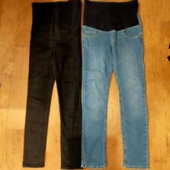 マタニティパンツ Мサイズ　黒とデニムの２本のサムネイル