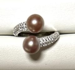 本真珠 エレガントリング エレガント✨本真珠 淡水真珠リング エジソン パールリング ダブル