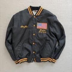 90s USA製】RENNOC スタジャン L ブラック×オレンジ 刺繍 短丈 - メルカリ