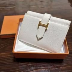 エルメス べアン コンビネ ゴールド金具 三つ折り財布　グリペール　白 エルメス べアン コンビネ ゴールド金具 三つ折り財布 グリペール 白