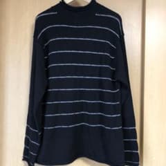 【難あり】ワイズフォーメン 黒地にボーダー ニットセーター XL相当のサムネイル