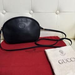 美品 GUCCI オールド グッチ レザー ショルダー バッグ ダーク
