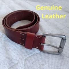 本革(Genuine Leather刻印)メタルバックルベルトのサムネイル