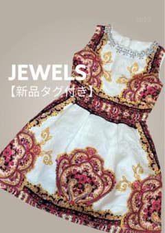Brand new with tags. Jewels cabaret dress, mini, flared, baroque pattern, bejeweled, size S.