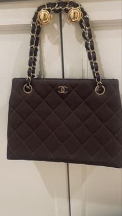 シャネルCHANEL マトラッセ　コットンバッグ　ビンテージ　ダークブラウン シャネルCHANEL マトラッセ コットンバッグ ビンテージ ダークブラウン